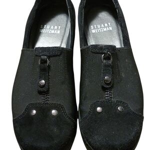 Stuart Weitzman Womens Size 4 1/2 Suede Slip On Stretch Shoes  Black